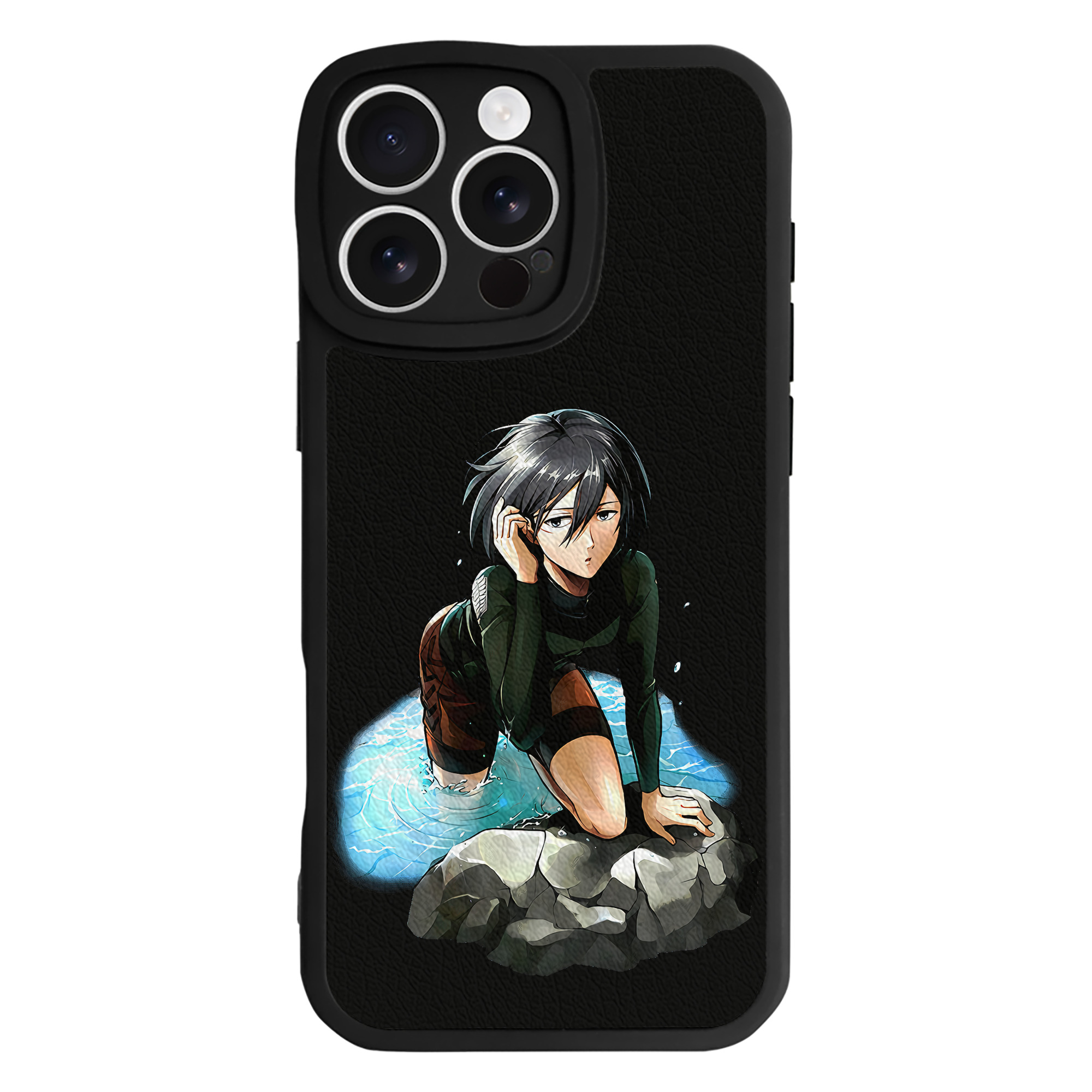 （画像用） 進撃の巨人 ミカサ·アッカーマン Attack on Titan Mikasa Ackerman 【iPhone 16シリーズ対応】シリコンスマホケース（レザー調） 材質：シリコン